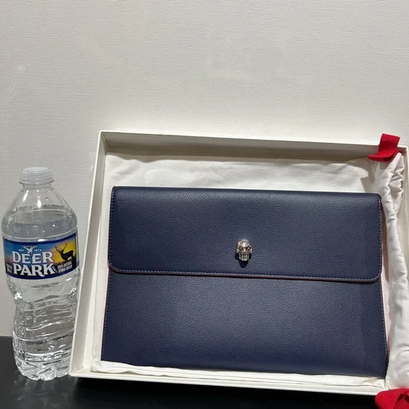 Alexander McQueen Dark Blue Leather Clutch - Picture 3 of 7